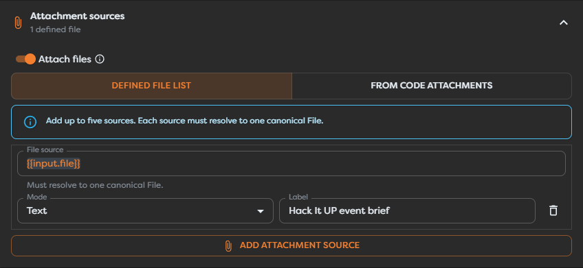 A defined canonical File attached as text and labeled Hack It UP event brief
