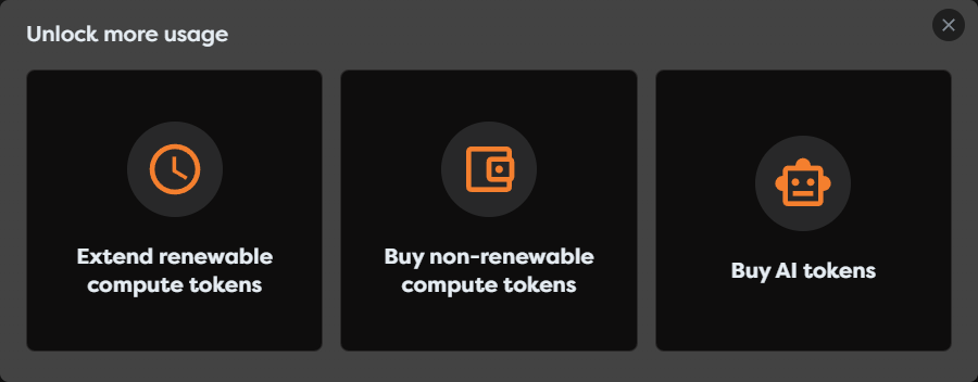 The three purchase routes for renewable compute, non-renewable compute, and AI tokens