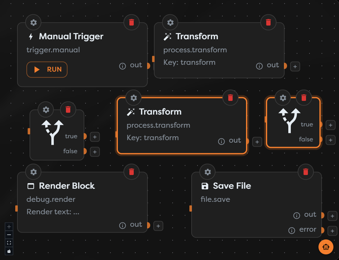 Original blocks and the selected copies created with copy and paste