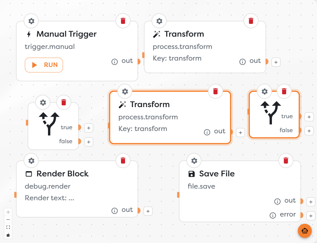 Original blocks and the selected copies created with copy and paste