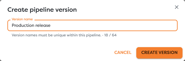Creating a uniquely named pipeline version