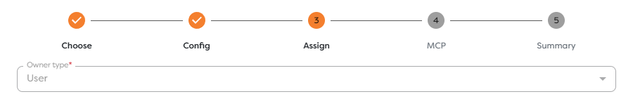 The Assign step showing the ownership selection for an integration
