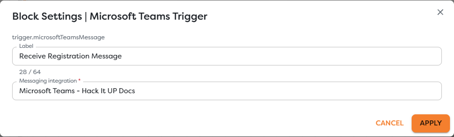 Microsoft Teams Trigger configured with the integration that receives Microsoft Graph notifications