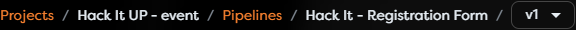 The Designer breadcrumb from Projects to the current workflow version
