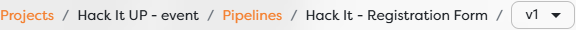 The Designer breadcrumb from Projects to the current workflow version