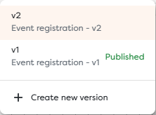 The version selector with an editable v2 and the published v1