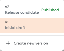 The version selector with Release candidate published and Initial draft available