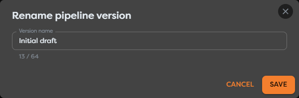 Renaming the descriptive name of a pipeline version