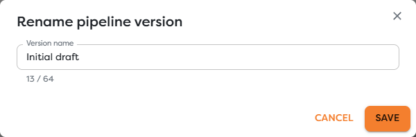 Renaming the descriptive name of a pipeline version