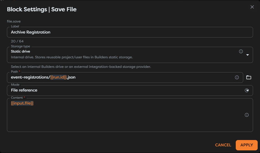 Save File copying the canonical File from Read File into Static drive