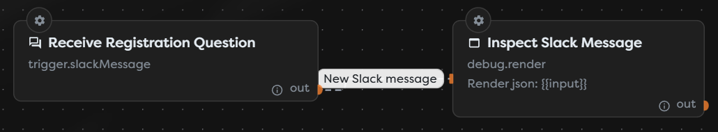 A Slack Message Trigger connected to a Render Block for payload inspection