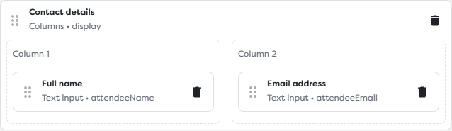 A two-column contact-details group in the Web Form Designer